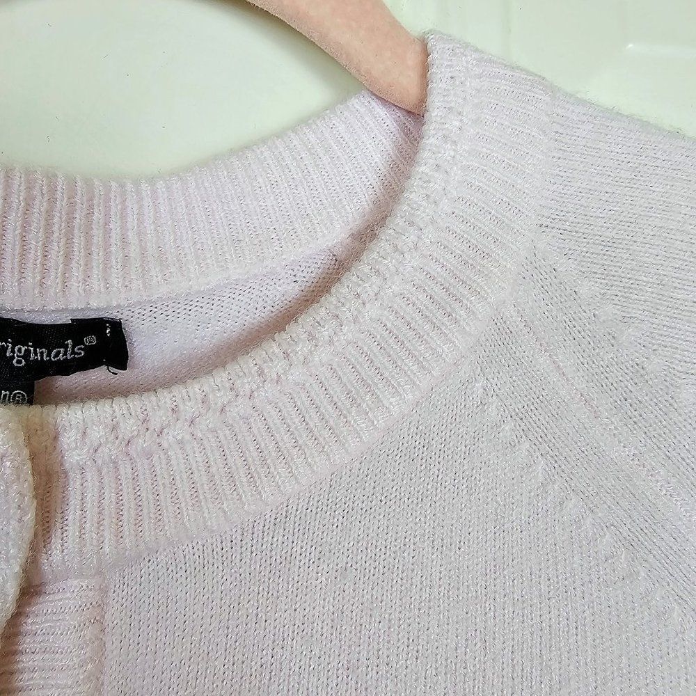VINTAGE DESIGNERS ORIGINALS LUXELON BABY PINK CARDIGAN Size PM - Picture 5 of 6